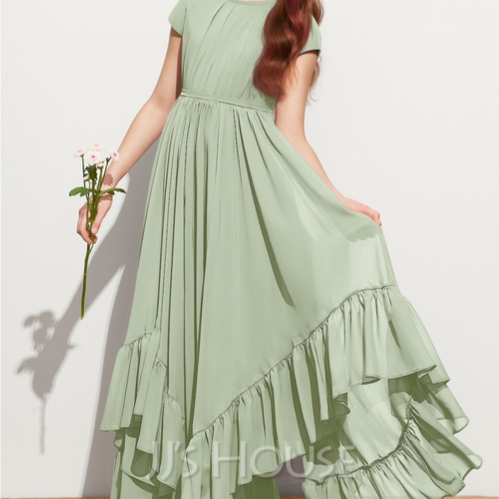 JJ’s House A-Line Scoop Neck Floor-Length Chiffon Junior Bridesmaid Dress